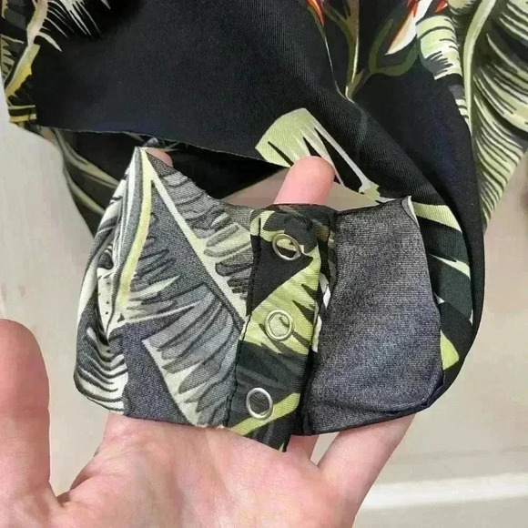 Zara Tropical print sheer body suit tie feature in the front‎ size small - Picture 8 of 13